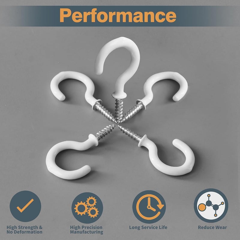 Jamiikury 50Pcs White Mini Cup Hooks, 3/4 Inch Metal Screw-in Vinyl Coated Hooks for Decorative Craft Hanging - Image 3
